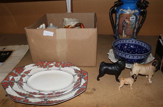 Mixed china, glass &  dogs